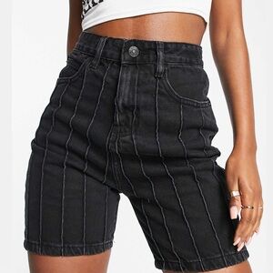 Women's High Waist Mom Shorts - Washed Black